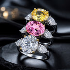Exquisite Oval High‑Carbon Diamond Ring in Platinum Plating