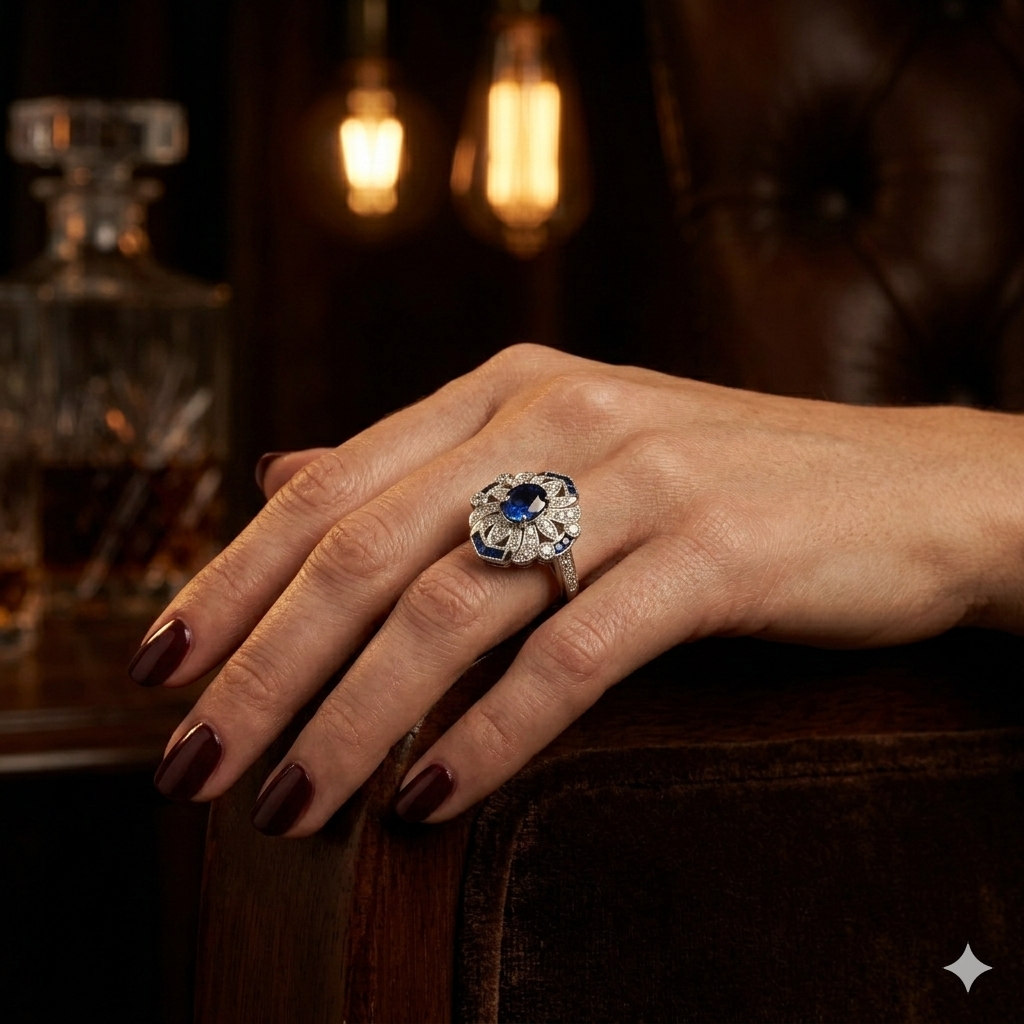 Vintage Azure Statement Ring