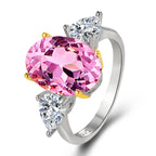 Exquisite Oval High‑Carbon Diamond Ring in Platinum Plating